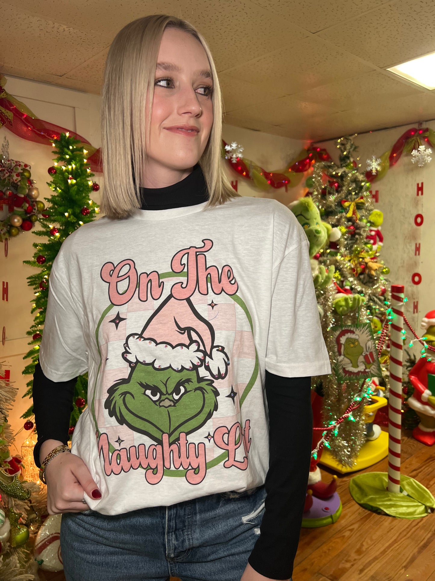 Naughty List tee with Bling