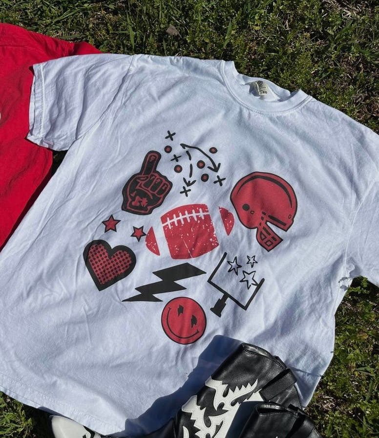 Red Football Icons Tee