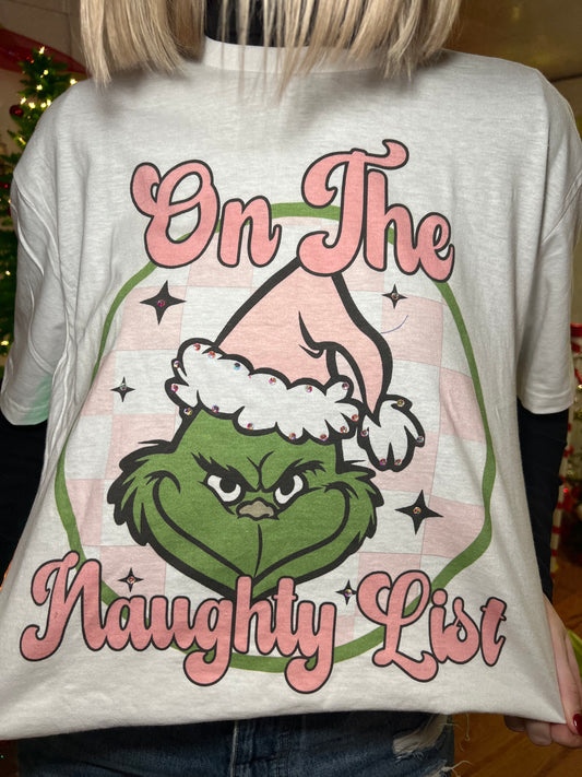 Naughty List tee with Bling