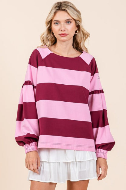 Mittoshop Striped Snap Shoulder Long Sleeve T-Shirt